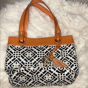 Spartina 449 Orange and Navy Geometric Shoulder Bag